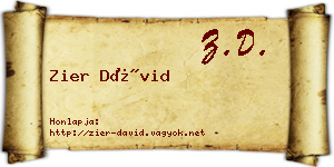 Zier Dávid névjegykártya